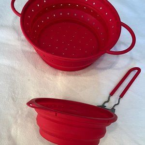 Silicone Collapsible Colanders/Strainers with Handle (set of 2)
